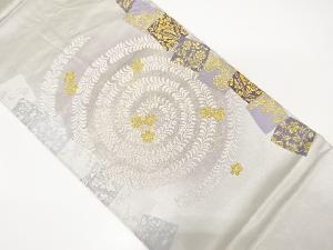 花渦巻に色紙散らし模様織り出し　袋帯